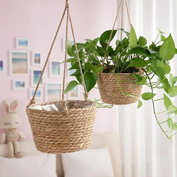 Cesta Suspensa de Corda de Juta - Loja do Jardinista