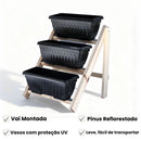 Jardineira Vertical 3 Níveis com Suporte de Madeira (Vasos 3,5 L) - Loja do Jardinista