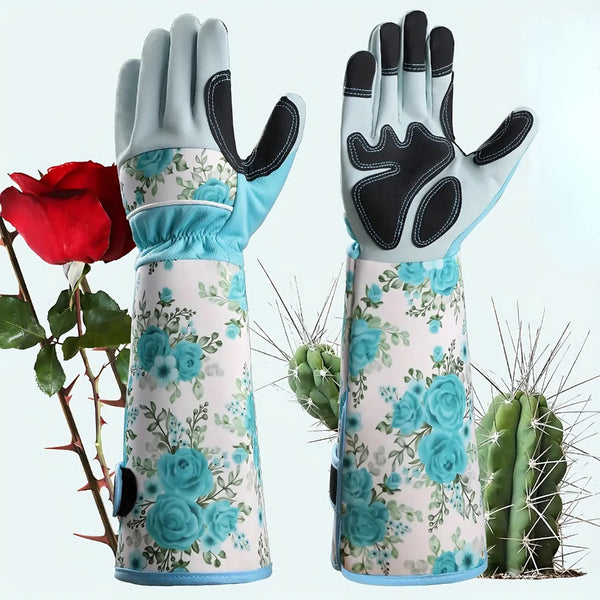 Luvas de Couro para Jardinagem Estampada Azul - Loja do Jardinista