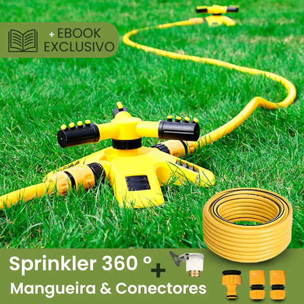 Sprinkler 360° Automático – Kit com Mangueira 10 m + Bônus Exclusivos!