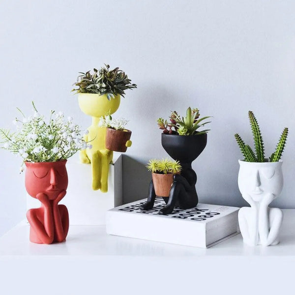 Vaso de Cerâmica Rosto Abstrato (Rosto em Repouso) - Loja do Jardinista