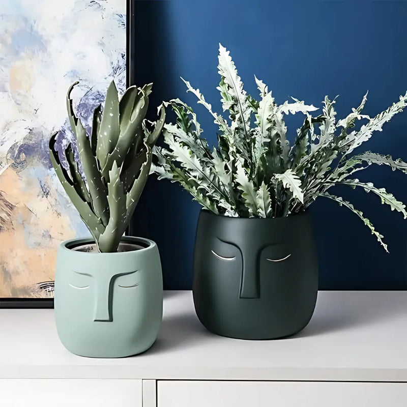 Vaso de Cerâmica Rosto Abstrato (Sleeping Face) - Loja do Jardinista