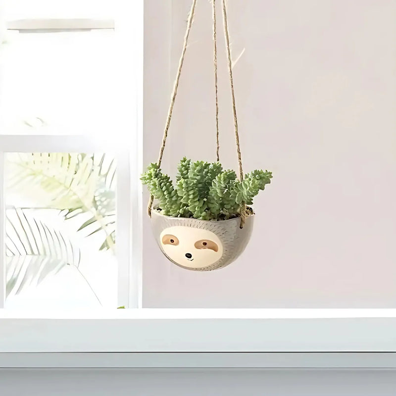 Vaso de Cerâmica Suspenso Bicho-Preguiça - Loja do Jardinista
