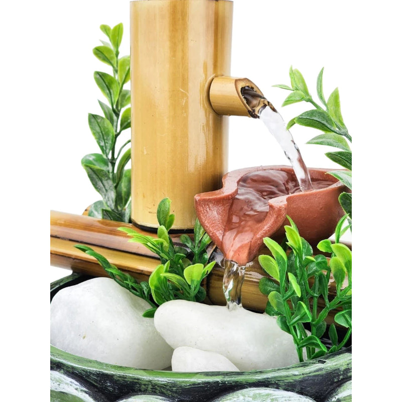 Fonte Zen 2 quedas com Flor Lotus + 6 Led Flor de Lotus de Brinde