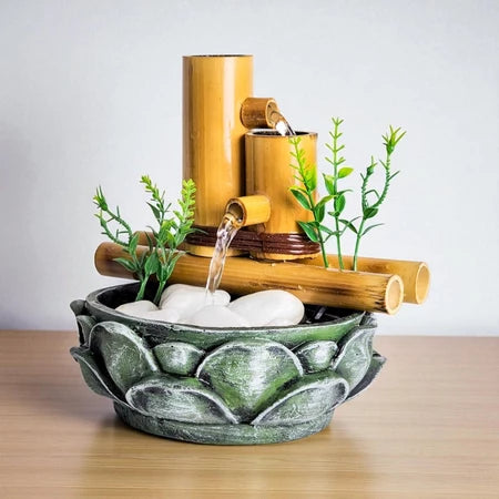 Fonte Zen 2 quedas com Flor Lotus + 6 Led Flor de Lotus de Brinde